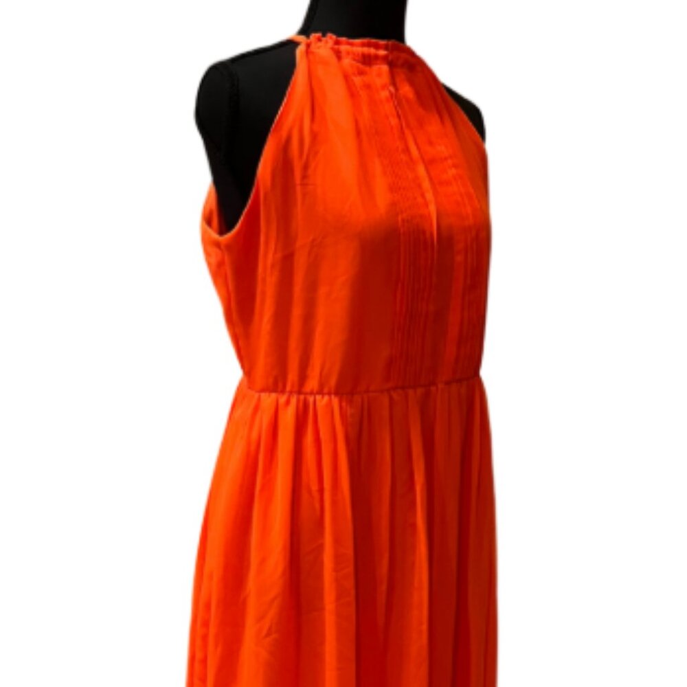 Nicole Miller Bright Orange Sleeveless Flowy Maxi Dress Size 8